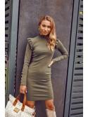 Khaki ribbed turtleneck dress FG563 - Online store - Boutique